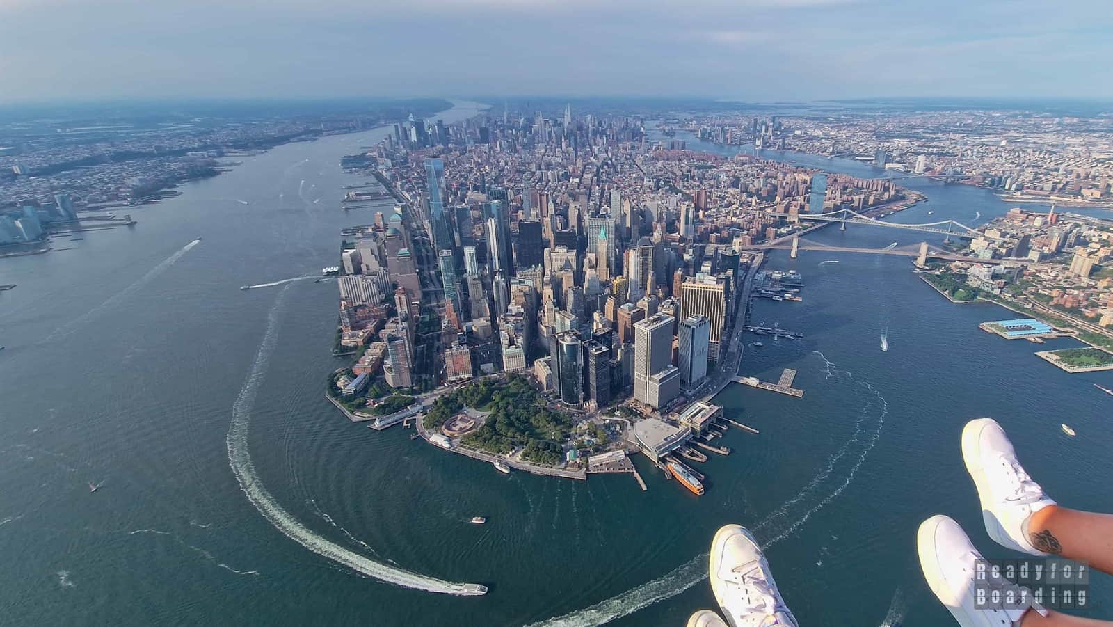 Helicopter flight over New York City