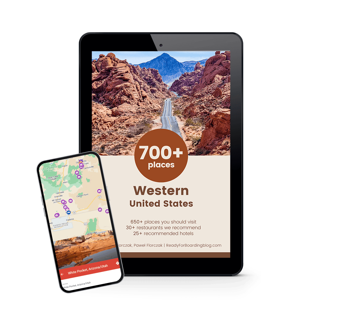 Map of attractions - USA, western part